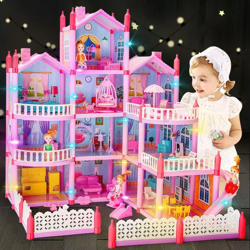 Children Montessori House 3d Assembled Lighting Diy Manual Doll House Villa Set - £18.67 GBP+