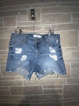Torrid Shorts Womens size 16 Medium Wash Blue Denim Stretch Distressed R... - $21.78