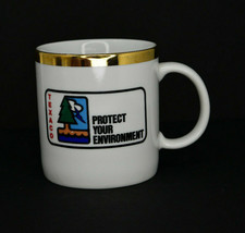 Vintage Texaco Protect Your Enviroment Coffee Mug Gold Trim - £7.38 GBP