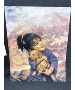 Vtg Native American Child Dog Poster Art Print Signed Wall Art Print 16”... - £14.90 GBP