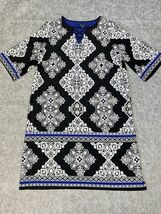 Roz &amp; Ali Womens Sz 16 Dress Black Blue White Geometric Print Lined Shif... - $399.43 MXN