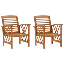 Outdoor Wooden 2 Pcs Garden Chairs Solid Acacia Wood Patio Balcony Chair Seats - £130.18 GBP