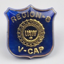 UAW Region 8 V Cap Plastic  Vintage Pin - £9.39 GBP