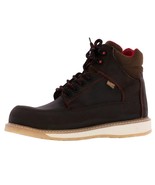 Mens Brown Work Boots Leather Slip Oil Resistant Laces Soft Toe Size 10-... - $1,103.97 MXN