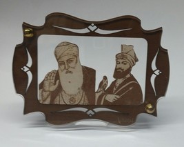 Sikh Guru Nanak Ji Gobind Singh Wood Carved Photo Portrait Sikh Desktop ... - $18.74