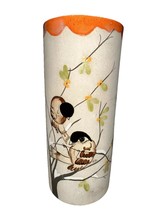 1980 Handmade Vintage Cylinder Vase Jar Orange Speckle Pottery Spring Bi... - $47.70 CAD