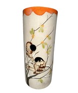 1980 Handmade Vintage Cylinder Vase Jar Orange Speckle Pottery Spring Bi... - $47.70 CAD