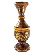 Vintage 18” Hand-Carved Wooden Vase Goblet Floral Folk Art Décor - €42,86 EUR
