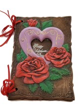 VINTAGE 1981 ceramic Valentine Card  Hearts Roses Trinket Beautiful unique gift - £4.45 GBP
