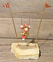 Ju Di Originals 24k Gold Plated Red Clown On Swing 8&quot;h Sculpture On Onyx Base - £15.89 GBP
