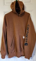 Carhartt Midweight Hooded Logo Sweatshirt Mens Hoodie Pullover K288 Brown Medium - £38.89 GBP