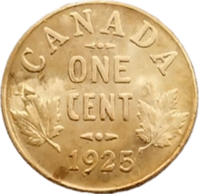 1925 Canada One Cent – King George V Effigy (Restrike Issue) - $13.27