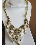 SALE Unique Pirate Skeleton Skull Gold-tone Drop Down Dangle Necklace - $37.03 CAD