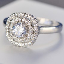1.50CT Künstlicher Diamant 925 Silber Doppel Halo Verlobung Ehering - £99.52 GBP