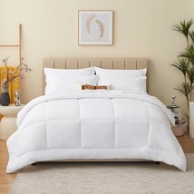 King Size Comforter Set - 7 Pieces Bed In A Bag Set White, King Bedding Set With - £77.43 GBP