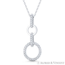 Double Eternity Circle CZ Crystal Love Necklace Pendant in .925 Sterling Silver - £25.06 GBP