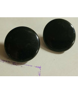 Vintage Black Round Clip-On Earrings Collectible - £11.87 GBP