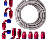 8AN 20FT Gas Oil Line Hose Kit PTFE Stainless Steel Braided Fitting Hose... - £53.41 GBP