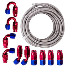 8AN 20FT Gas Oil Line Hose Kit PTFE Stainless Steel Braided Fitting Hose... - $67.60