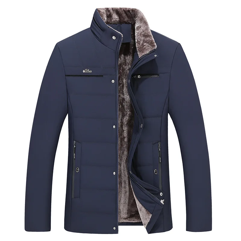Mens Warm Winter Jacket Stylish Stand Collar Windproof Sherpa Lined Fleece Windb - £160.12 GBP