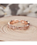Art Deco Diamond Wedding Band 14k Rose Gold Ring Anniversary Gift Ring F... - £79.09 GBP+