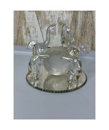 Glass Elephant Globe Figurine with Mirror Base Iridescent Gold Accents - $367.35 MXN