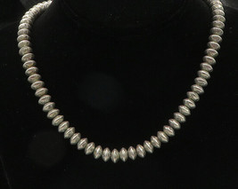 NAVAJO 925 Sterling Silver - Vintage Shiny Etched Beaded Chain Necklace - NE3395 - £425.58 GBP