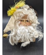 VTG Santa Claus Head Face Ornament Curly Beard Velvet Hat Nordic St Nick... - £11.39 GBP