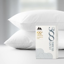 500 Thread Count Cotton Queen/Standard Pillow Cases Set Of 2 - Pure Natural Cool - £20.77 GBP