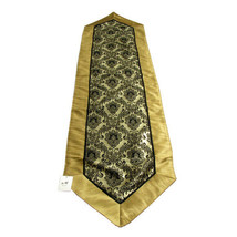 Damask Table Runner Black and Antique Gold 16x72 inches - £15.79 GBP