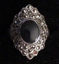 Vintage Signed Sterling Marcasite Ring Size 7.5 - $39.55