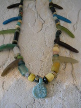 Necklace: Ancient Egyptian Beads (300 BC - 100 AD), Restrung; Sterling S... - $250.00