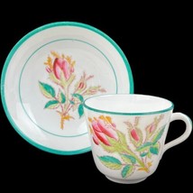 Antique 19th Century Moss Rose Pattern Cup &amp; Saucer Hand Painted England U35 - £33.02 GBP