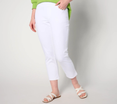 Belle Beach by Kim Gravel Delray Denim Cropped Jeans- White, Petite 0 - £24.40 GBP