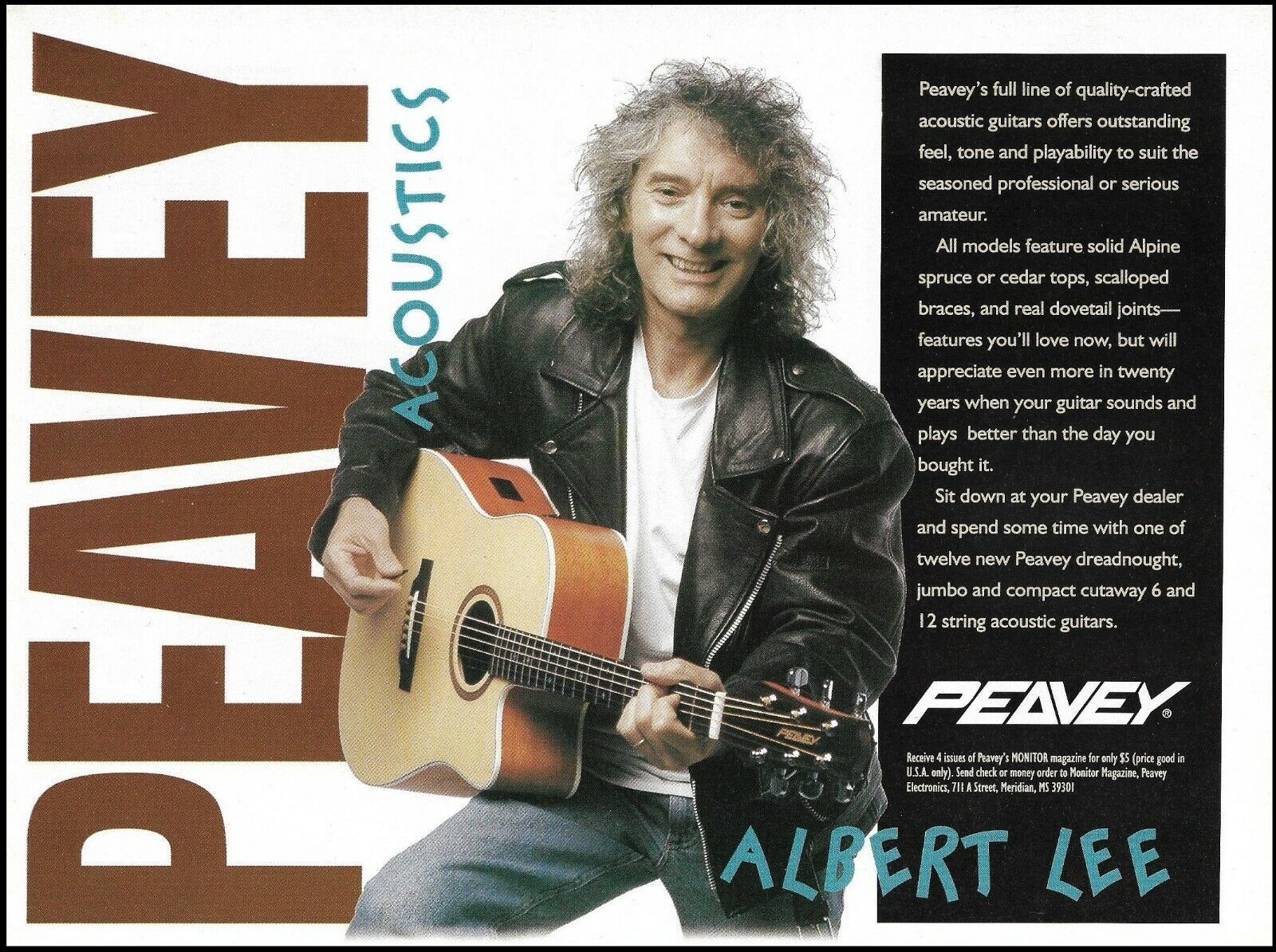 Albert Lee 1995 Peavey Acoustic Guitar advertisement original 8 x 11 ad print - $4.01