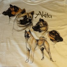Vtg 90&#39;s Single Stitch lightweight fabric 1994 Kibbee Art Akita Dog T-Shirt M - £22.83 GBP