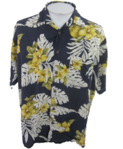 Nautica vintage Men Hawaiian camp shirt L pit to pit 26 floral luau tropical  - £15.52 GBP
