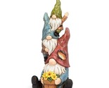 Waving Gnomes Trio Figurine 13&quot; High Stacked Garden Decor Multicolor Resin - $45.53