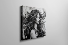 Modern Wall Art, Woman Painting Black and White, Woman Boho Decor, Woman Canvas - £18.99 GBP+