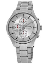 NEW* Seiko SKS535 Chronograph Silver Dial Stainless Steel Men&#39;s Watch MSRP $250! - £98.77 GBP