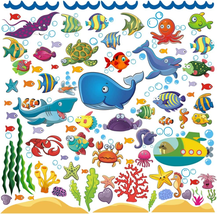 Decorative Fish Wall Stickers for Kids and Toddlers Ocean Themed Under The Sea - £16.75 GBP