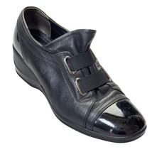 MOOK STYLE Women’s Shoes Black Leather Cap Toe Wedges Heels Size 9.5M - £17.71 GBP