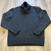 JAMES TATTERSALL LONDON Charcoal Shawl Neck Sweater Leather Closure Wool... - $24.99