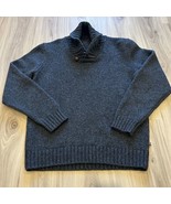 JAMES TATTERSALL LONDON Charcoal Shawl Neck Sweater Leather Closure Wool... - $34.17 CAD