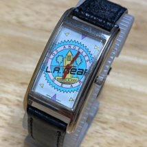 VTG LA Gear Lady Curved Rectangle Silver Leather Analog Quartz Watch~New Battery - £21.18 GBP