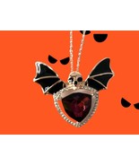 Chic Skull Bat Brooch Pin Necklace - Faux Crystal Inlay, Delicate Punk S... - $8.96+