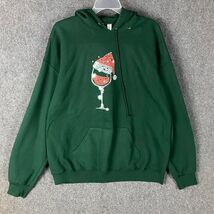 Wine Glass Christmas Hoodie Men&#39;s 2XL Jerzees Cotton Blend Pullover Adul... - $27.90 CAD
