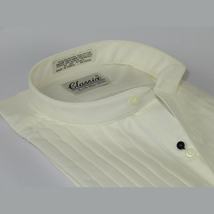 Men's Tuxedo shirt By Classix  Banded Collarless Formal Pleated Front M06 Ivory image 3