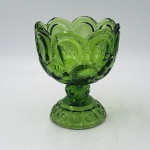 Vintage L.E. Smith Moon &amp; Stars Green 9&quot; Pedestal Compote Candy Dish - £27.45 GBP