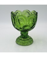 Vintage L.E. Smith Moon & Stars Green 9" Pedestal Compote Candy Dish - $34.99